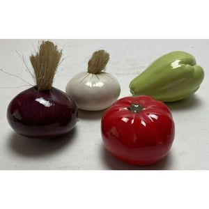 Ceramic Vegetables Tomato Squash Garlic Red Onion Art Decorations